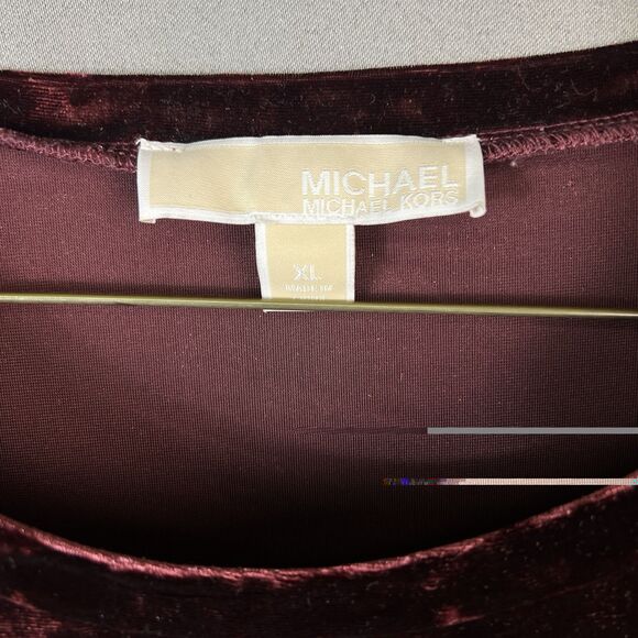 Michael Kors Women's Panne Velvet Midi Dress Merlot red Size XL - Picture 4 of 5